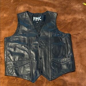 FMC Men's Black Leather Vest
